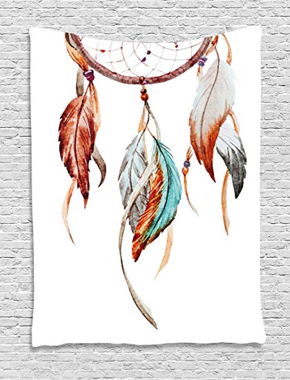 420x550 Ambesonne Feather Tapestry, Watercolor Dream Catcher - Watercolor Dream Catchers