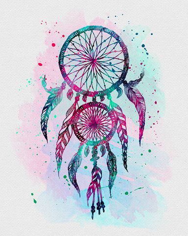 384x480 Dreamcatcher Watercolor Art Print Dibujos Tattoo - Watercolor Dreamcatcher
