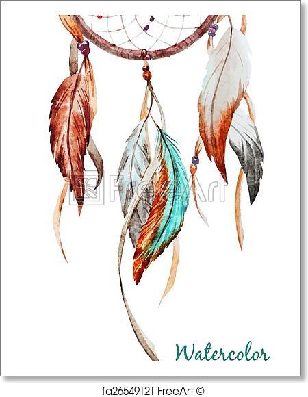 450x580 Free Art Print Of Dreamcatcher. Beautiful Vector Image With Nice - Watercolor Dreamcatcher