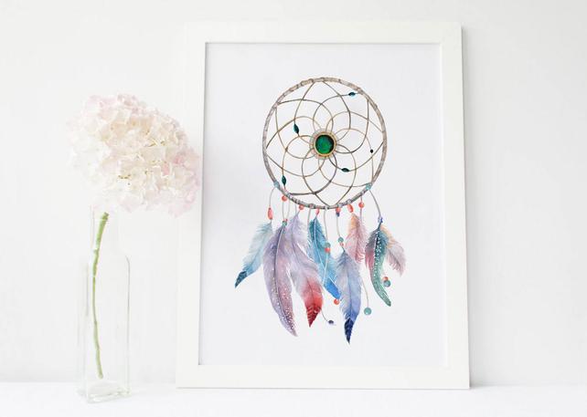 642x457 Watercolor Dreamcatcher Boho Dreamcatcher Large Etsy - Watercolor Dreamcatcher