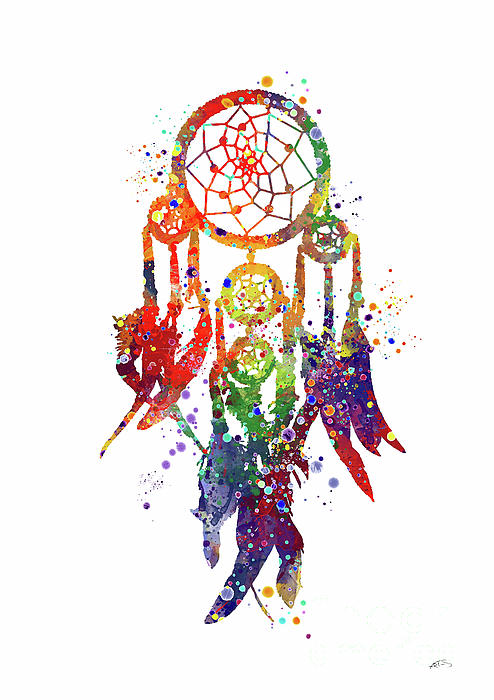 494x700 Dreamcatcher Print Rainbow Boho Poster Watercolor Dreamcatcher - Watercolor Dreamcatcher