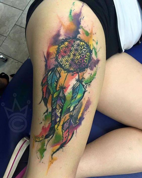 564x705 Best Dreamcatcher Tattoos Ideas - Watercolor Dreamcatcher Tattoo