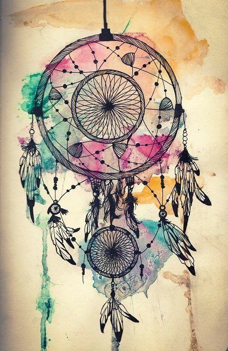 466x718 Sep 4 Draw + Paint A Dreamcatcher Dream Catchers, Catcher And Tattoo - Watercolor Dreamcatcher Tattoo