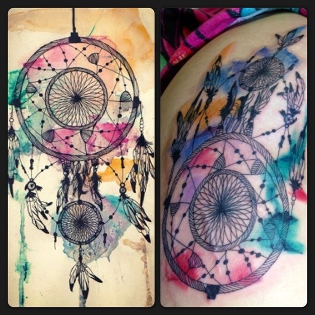 625x625 Top 20 Dreamcatcher Tattoos And Designs - Watercolor Dreamcatcher Tattoo