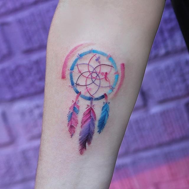 640x640 Xavier Dreamcatcher Tattoo By Georgia Grey. - Watercolor Dreamcatcher Tattoo