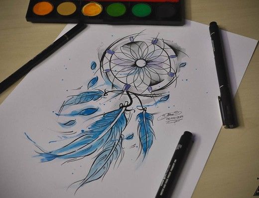 520x399 Pretty Watercolor Dreamcatcher Tattoo - Watercolor Dreamcatcher Tattoo
