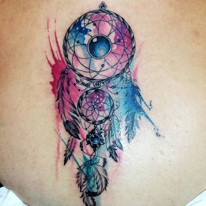 700x700 45 Dreamcatcher Tattoo Designs For Good Dreams Inked - Watercolor Dreamcatcher Tattoo