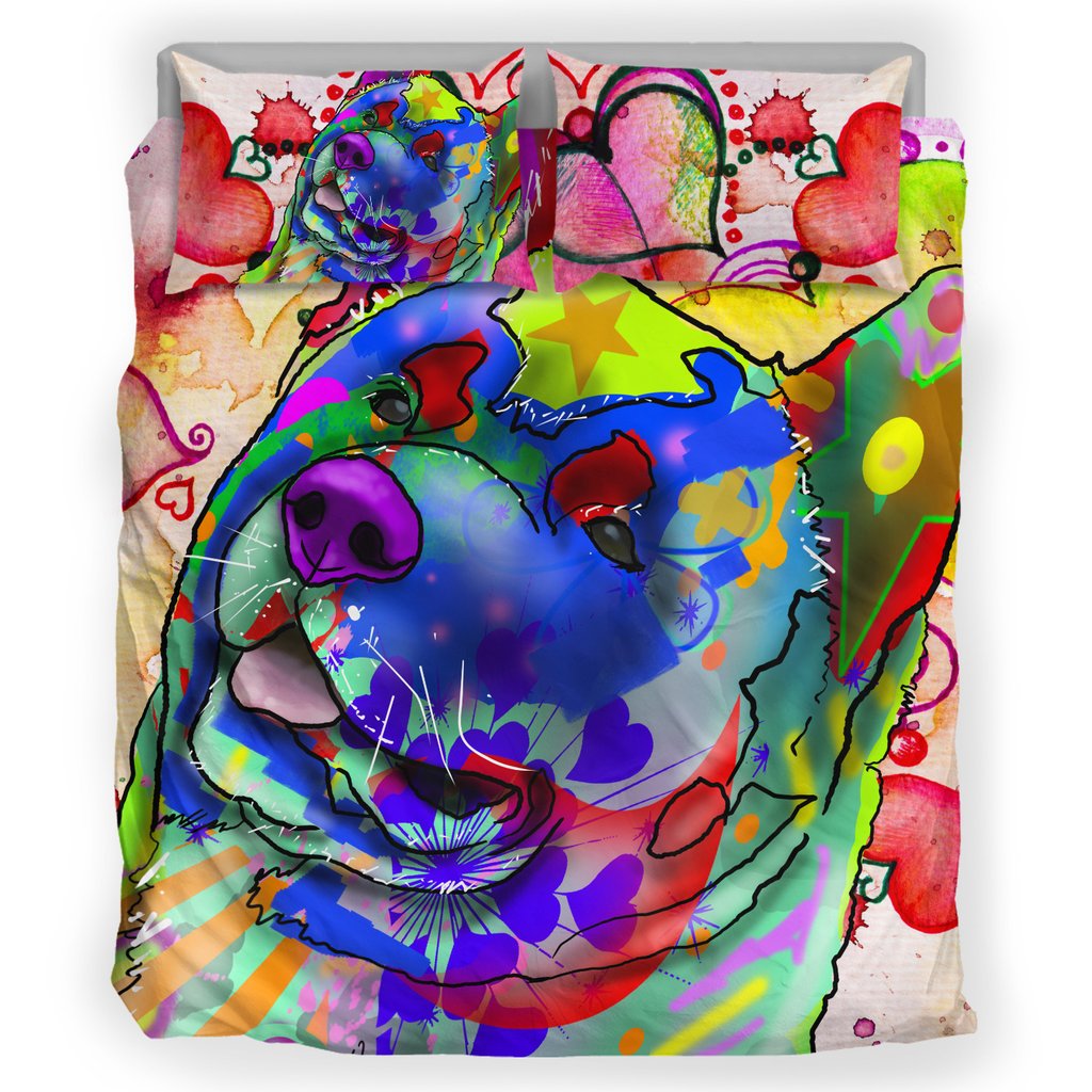 1024x1024 Akita Dog Breed Duvet Cover Bedding Set (Watercolor Dreams) Pemberry - Watercolor Dreams