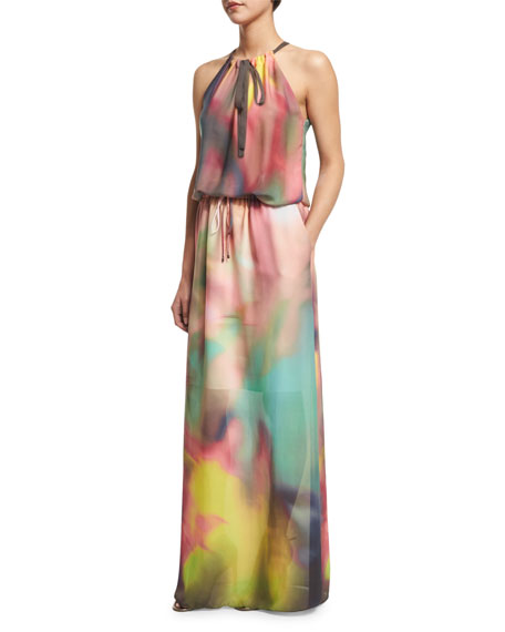 456x570 Elie Tahari York Sleeveless Watercolor Maxi Dress, Multi Colors - Watercolor Dress