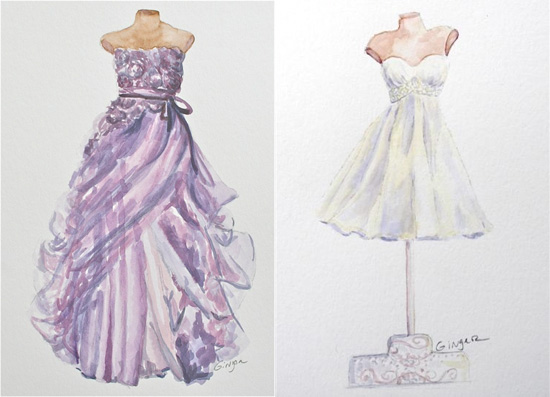 550x397 Watercolor Dress Portraits - Watercolor Dress