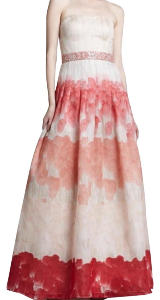 514x960 Kay Unger Watercolor (Red Yellow Peach Baige) Gown Long Formal - Watercolor Dress Long