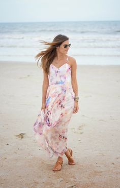 236x371 Tropic Of The Day Navy Blue Floral Print Maxi Dress 3 Chasing - Watercolor Dress Long