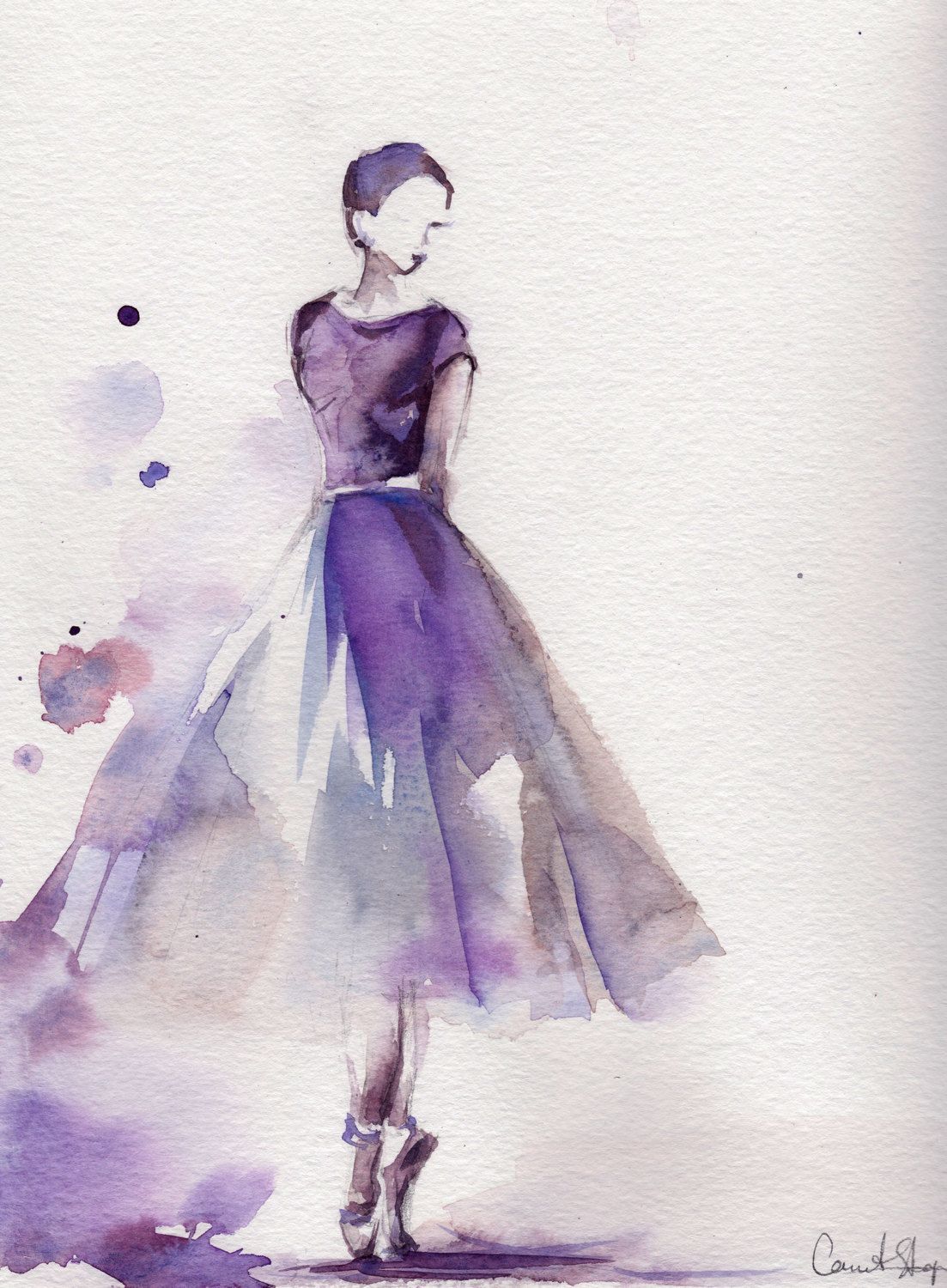 1103x1500 Original Watercolor Painting, Ballerina Painting, Watercolor Art - Watercolor Dress Painting