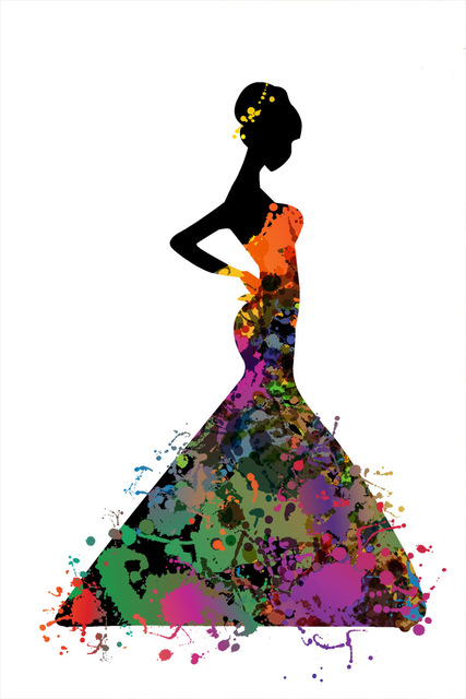 427x640 Ants Original Illustrations Watercolor Art Painting ( Party Dress - Watercolor Dress Painting