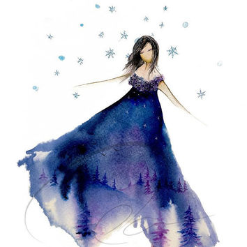 354x354 Best Winter Watercolor Paintings Products On Wanelo - Watercolor Dress Painting