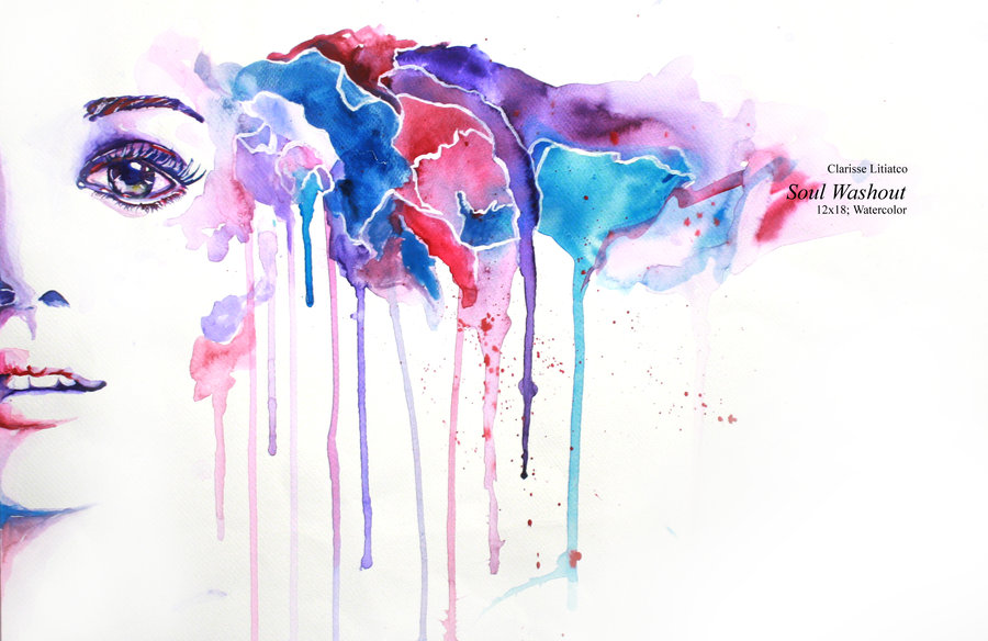 900x584 Watercolor Soul Washout By Clitiatco - Watercolor Drip Painting