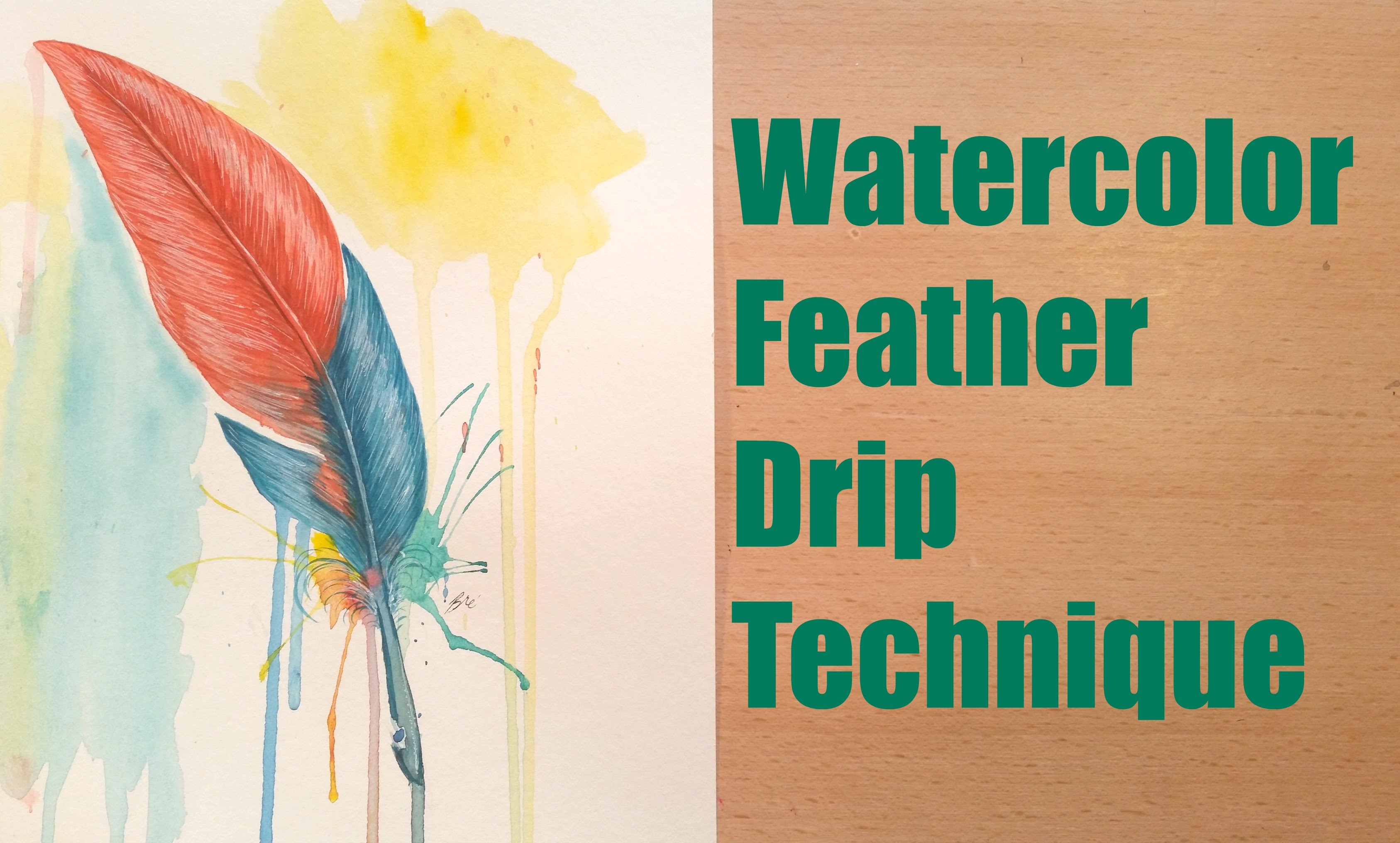 3373x2032 Watercolor Feather Drip Technique - Watercolor Drip Technique