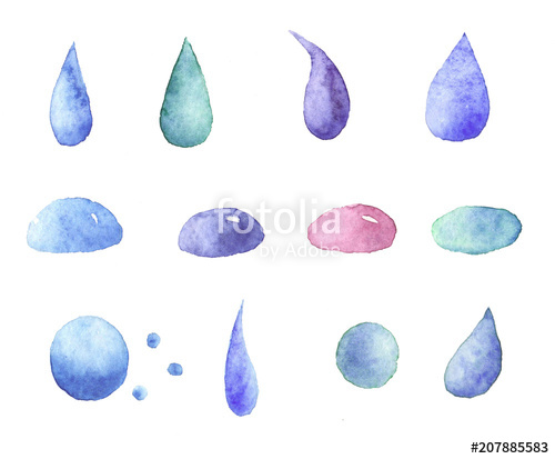 500x413 Collection Of Watercolor Drops. Stock Photo And Royalty Free - Watercolor Drops
