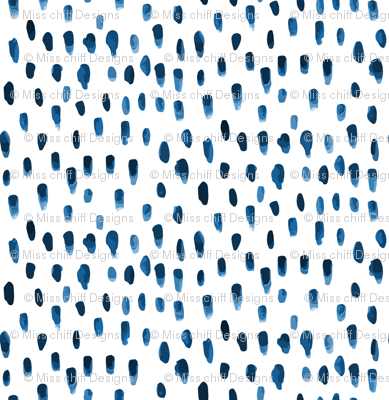 389x400 Blue Indigo Watercolor Drops White Spots Rain Boho Bohemian Home - Watercolor Drops