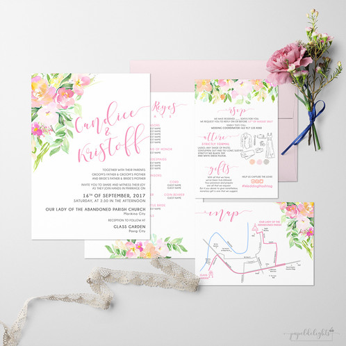 498x498 Candice Pastel Watercolor Flowers Wedding Invitation Suite Printable - Watercolor E