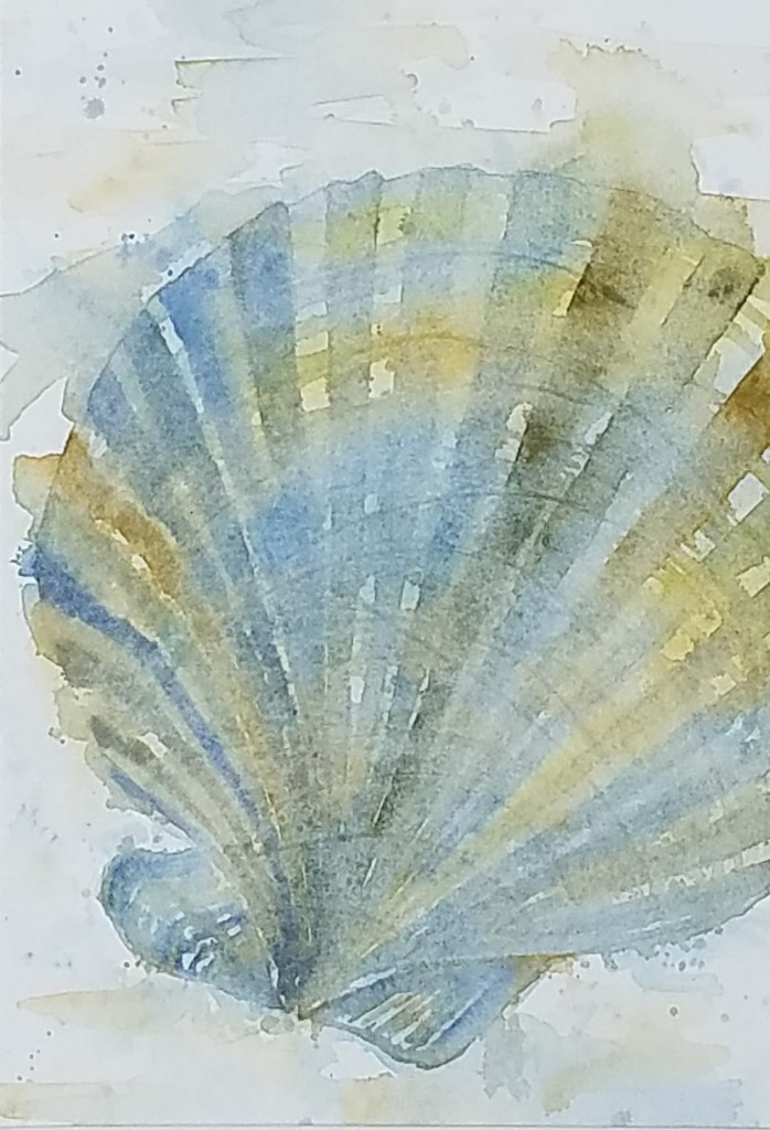 698x1024 Chesapecten Blue Earth ~ Watercolor Panel In Floater Frame - Watercolor Earth
