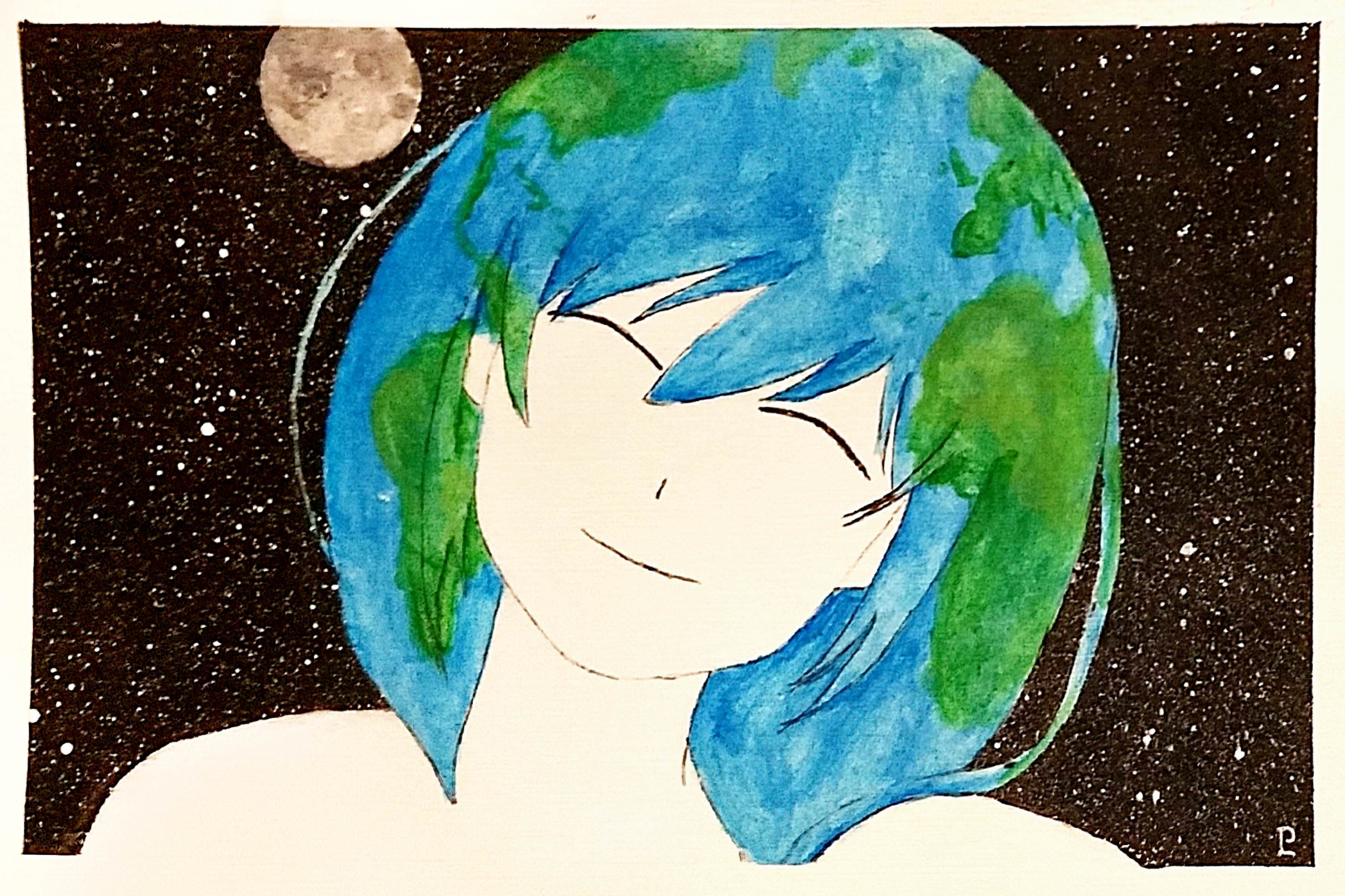 3000x2000 My Watercolor Earth Chan! Earthchan - Watercolor Earth