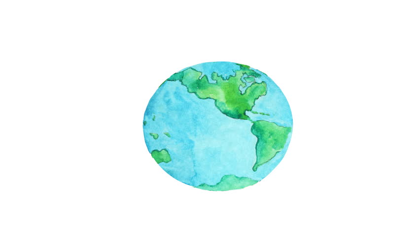 852x480 Watercolor Animation, Planet Earth Over Stock Footage Video (100 - Watercolor Earth