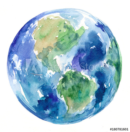 493x500 Watercolor Earth - Watercolor Earth