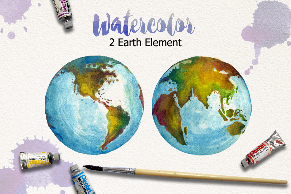 1160x772 Watercolor Earth By Graphobia - Watercolor Earth