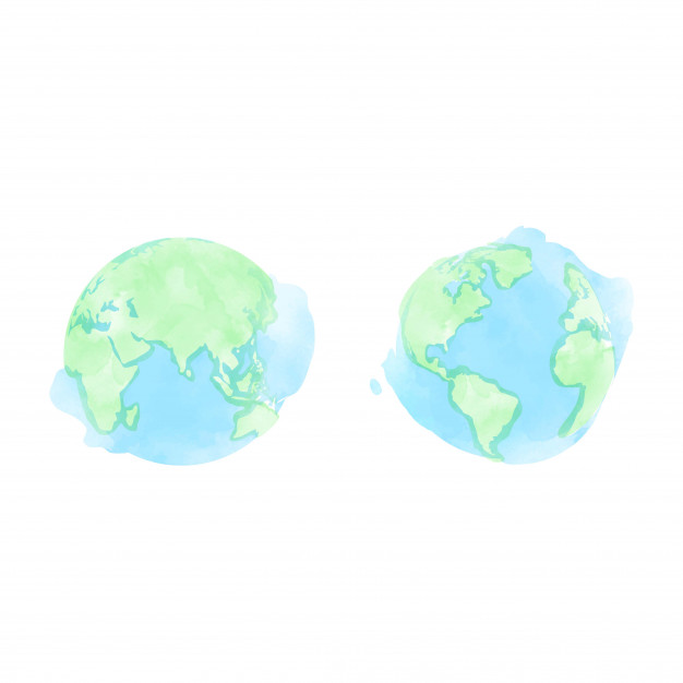 626x626 Watercolor Earth Globe Vector Premium Download - Watercolor Earth