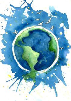 236x332 Watercolor Of Earth - Watercolor Earth