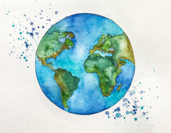 570x442 Globe Art, World Map Art, Watercolor Painting, Travel Illustrator - Watercolor Earth