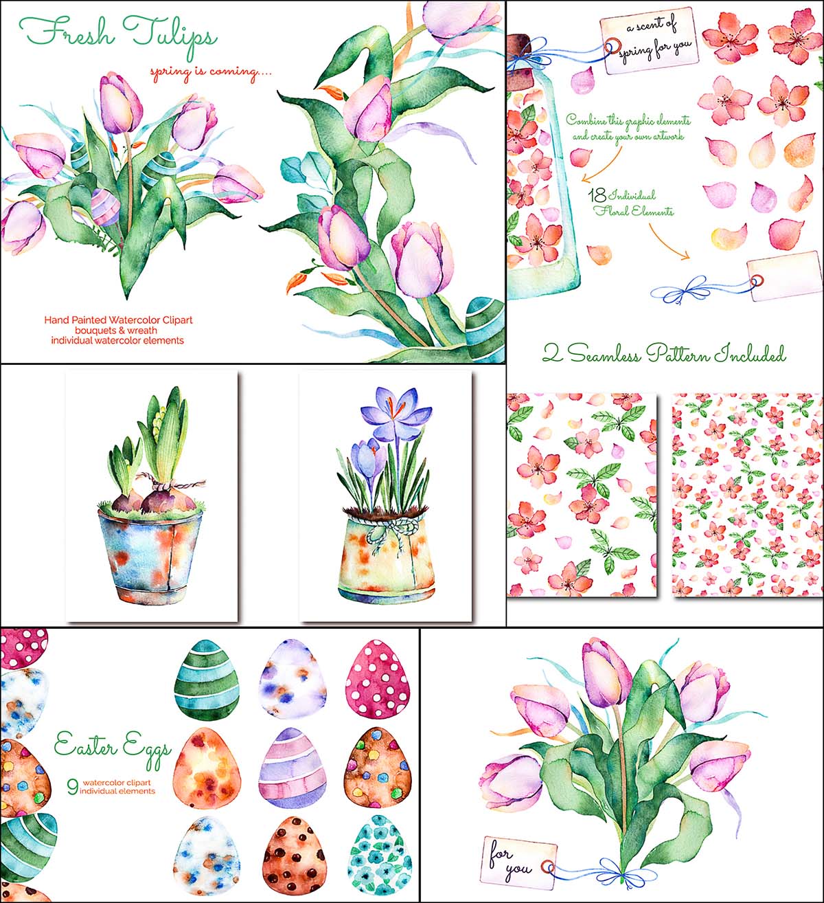 1200x1314 Spring And Easter Watercolor Set Free Download - Watercolor Easter