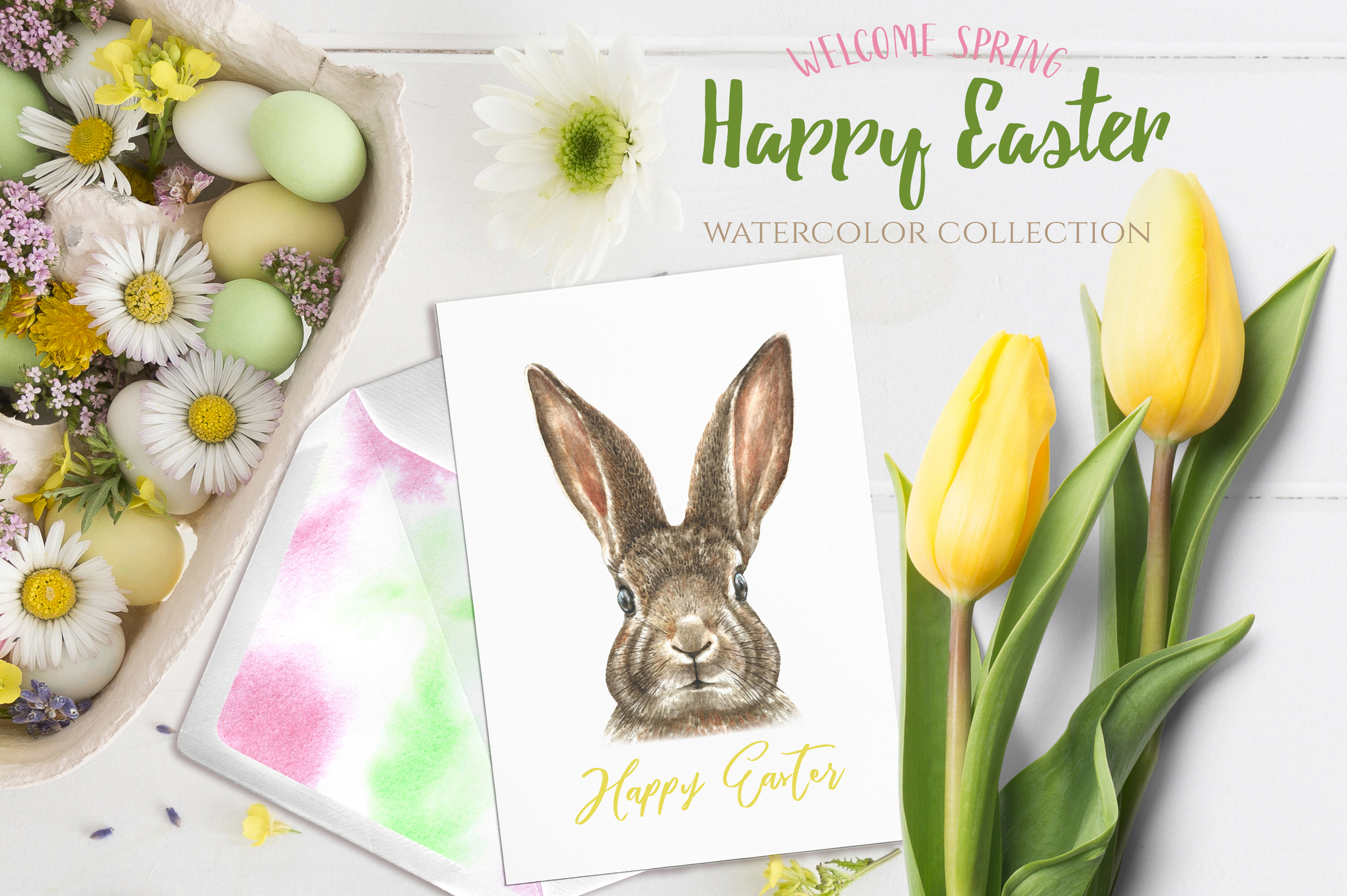 2955x1966 Watercolor Easter Bunny Collection - Watercolor Easter