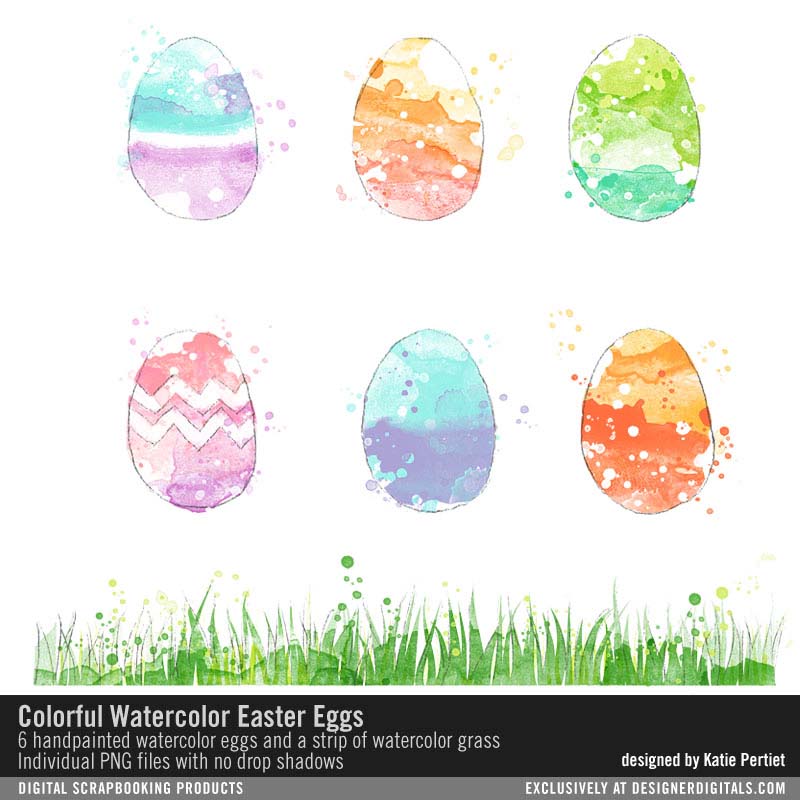 800x800 Colorful Watercolor Easter Eggs No. 01 Katie Pertiet Elements - Watercolor Easter