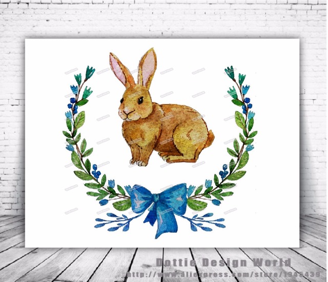 640x550 Easter Bunny Original Watercolor Canvas Painting Rabbit Wall Art - Watercolor Easter Bunny