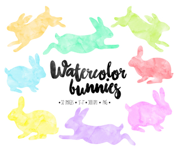 350x300 Pastel Watercolor Bunnies Clipart. Easter Bunny Clip Art - Watercolor Easter Bunny