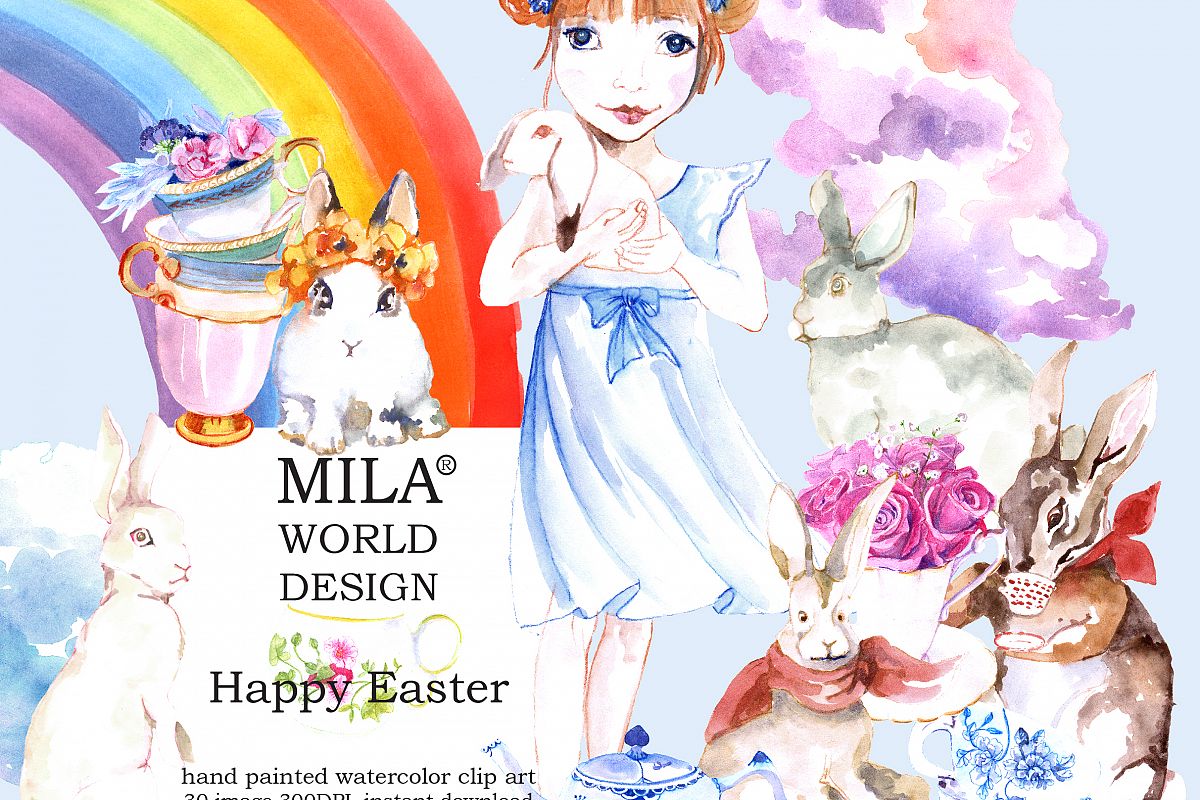 1200x800 Watercolor Easter Bunny Clipart - Watercolor Easter Bunny