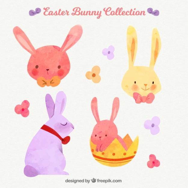 626x626 Watercolor Easter Rabbit Pack Vector Free Download - Watercolor Easter Bunny