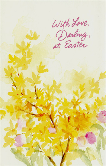 351x549 Yellow And Pink Watercolor Flowers Darling Easter Card By Freedom - Watercolor Easter Cards