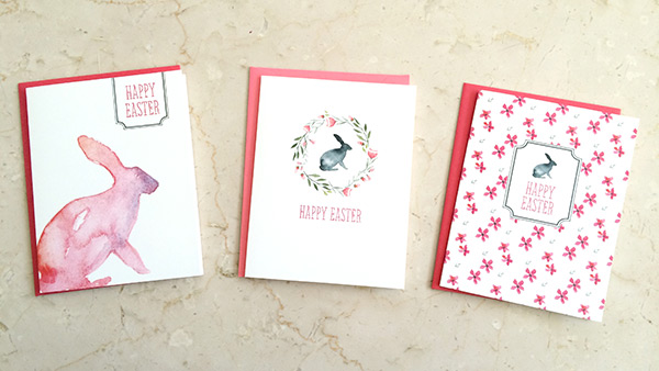 600x338 Cute Easter Printables Cards From Design Corral - Watercolor Easter Cards