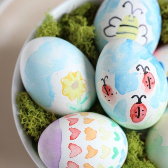 550x550 Simple Watercolor Easter Eggs. Such A Fun Project For The Kids - Watercolor Easter Eggs