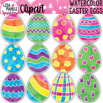 350x350 Watercolor Spring Easter Egg Clipart Tpt - Watercolor Easter Eggs