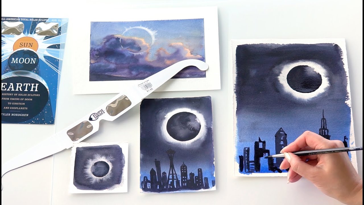 1280x720 Painting Solar Eclipse, Easy Step By Step Watercolor Tutorial - Watercolor Eclipse