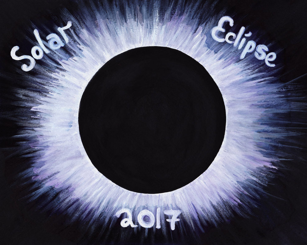 999x799 Solar Eclipse 2017 {Watercolorgouache Painting} By - Watercolor Eclipse