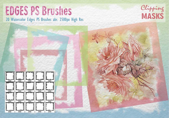 700x490 Watercolor Edges Ps Brushes - Watercolor Edges