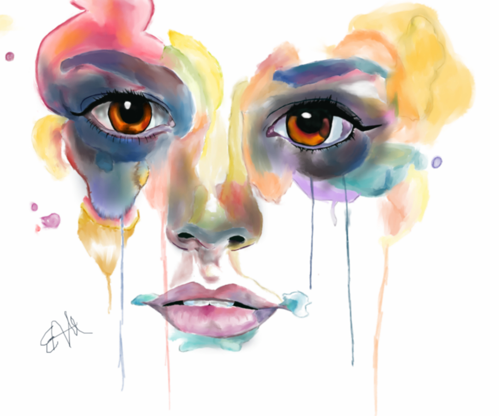 1024x854 Watercolour Portrait Face Female Watercolor Face In Hole Photo - Watercolor Effect Online