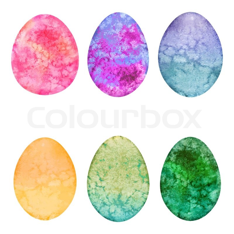 800x800 Set Of Watercolor Eggs. Easter Design Elements. Vector - Watercolor Eggs