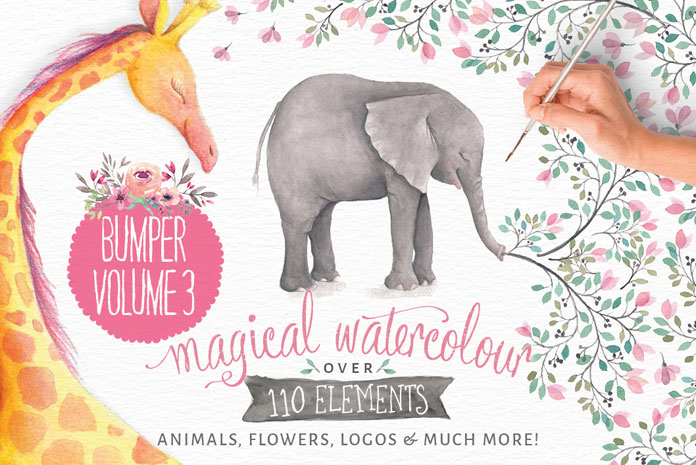 696x465 Download Lovely Illustrated Watercolor Elements - Watercolor Elements