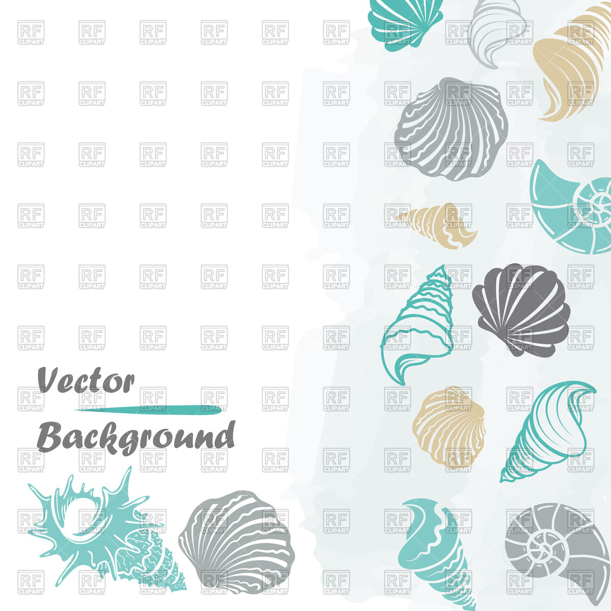 1200x1200 Sea Or Ocean Background With Colorful Seashells And Watercolor - Watercolor Elements